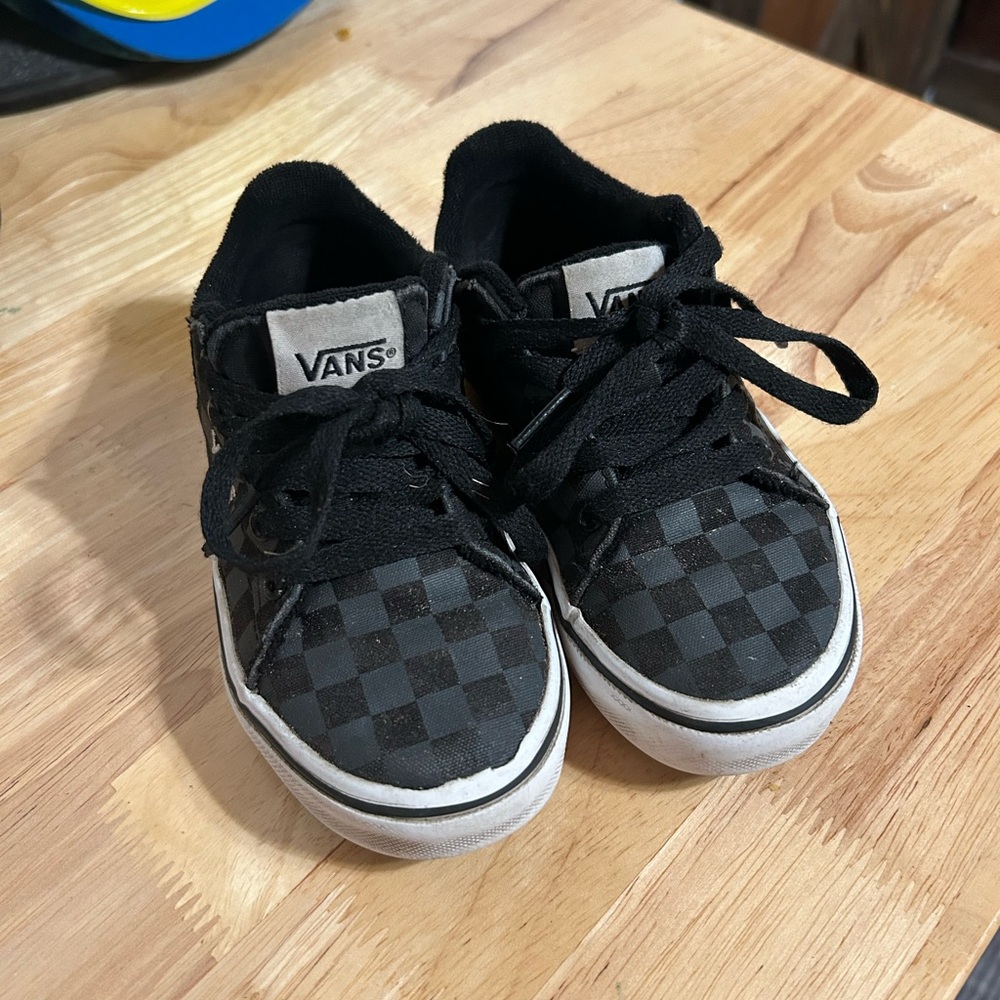 Vans Kids Black and Gray Checkered Sneakers